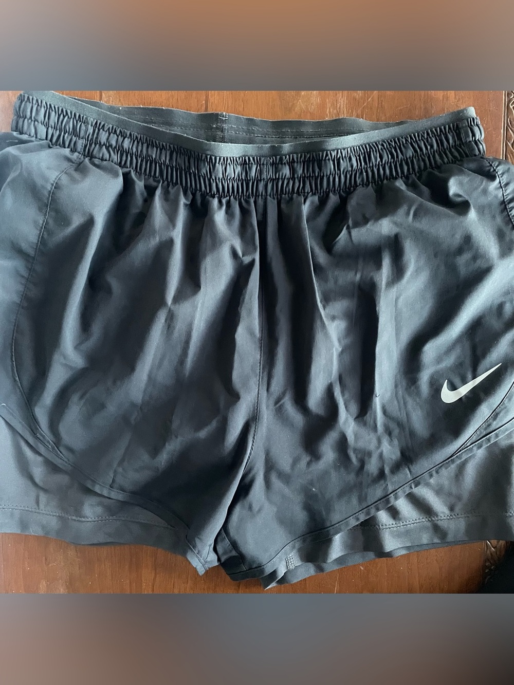 Nike Black Athletic Running Shorts with White Swoosh